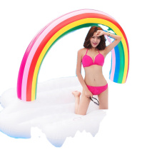 PVC Pool Floats Inflatable Rafts Rainbow Pool Toys Floatie Lounge Outdoor Swimming Pool Floats for Adults Kids